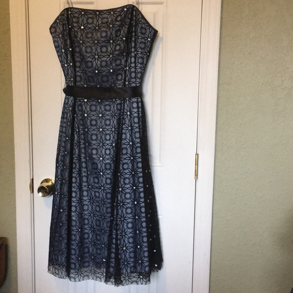 Strapless formal mid length dress
